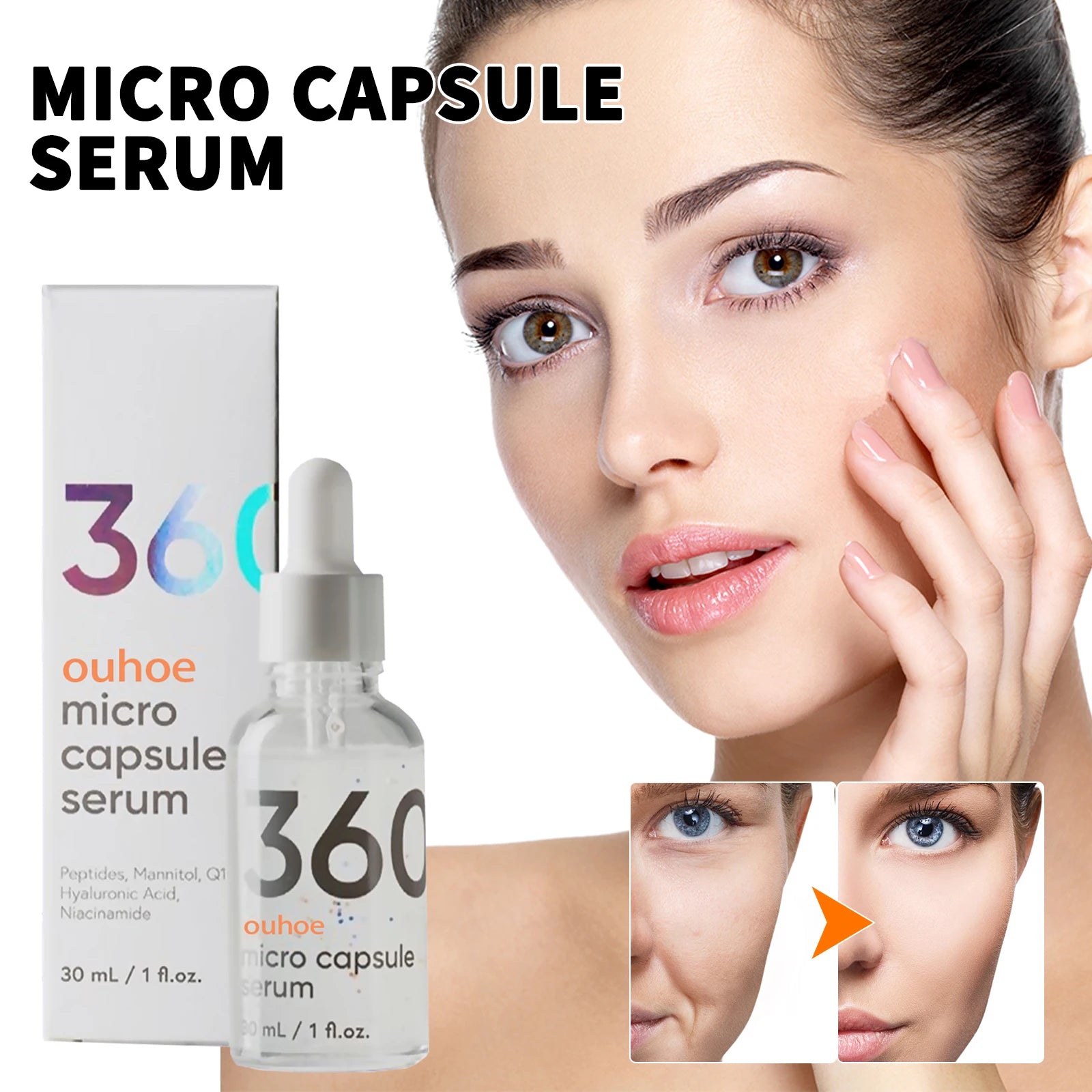 OUHOE 30ml Anti-Wrinkle Firming Capsule Essence Lightweight Fast Absorbing Moisturizing Hydrating Nourishing Face Serum for Daily Skin Care