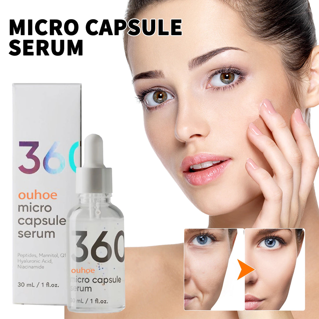 OUHOE 30ml Anti-Wrinkle Firming Capsule Essence Lightweight Fast Absorbing Moisturizing Hydrating Nourishing Face Serum for Daily Skin Care