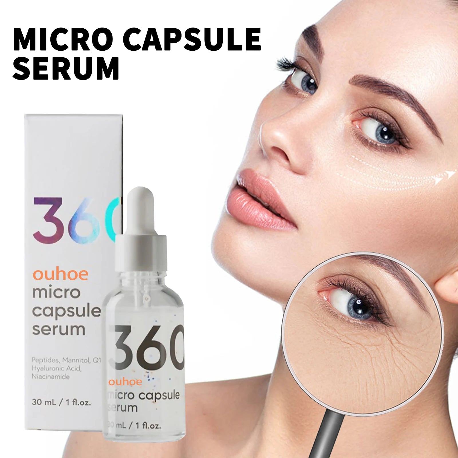 OUHOE 30ml Anti-Wrinkle Firming Capsule Essence Lightweight Fast Absorbing Moisturizing Hydrating Nourishing Face Serum for Daily Skin Care