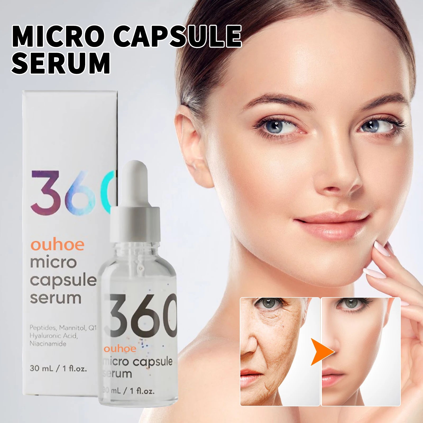 OUHOE 30ml Anti-Wrinkle Firming Capsule Essence Lightweight Fast Absorbing Moisturizing Hydrating Nourishing Face Serum for Daily Skin Care