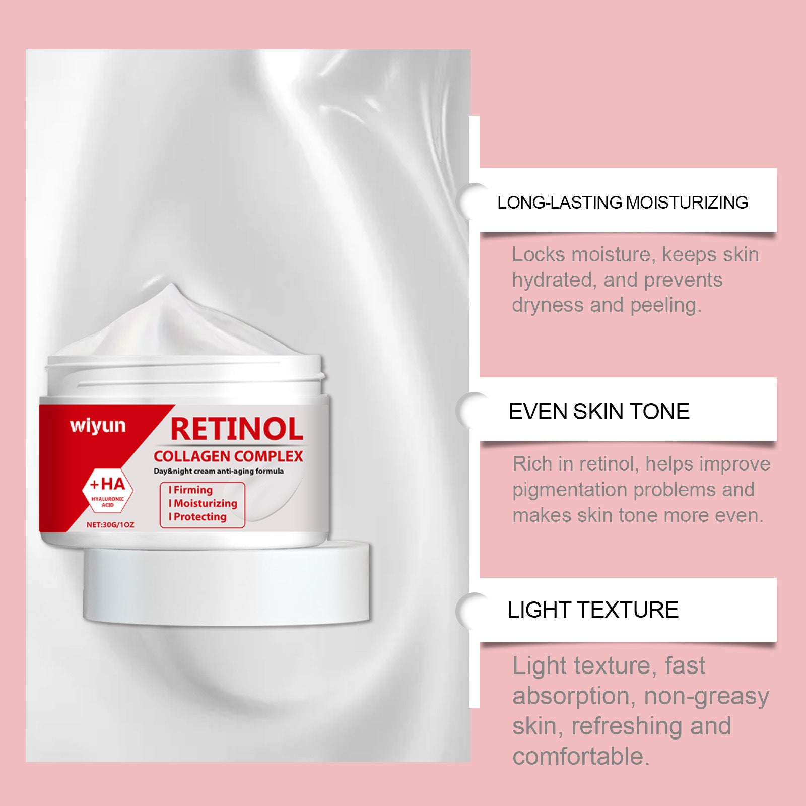 Retinol Face Moisturizing Cream Anti-Wrinkle Anti-Aging Firming Lifting Hydrating Shrink Pores Fade Fine Lines Skin Care Product