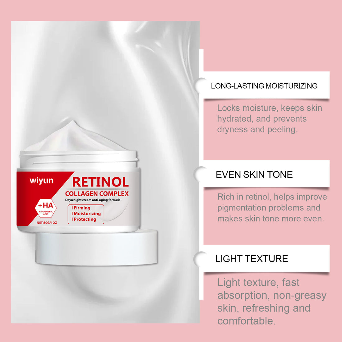 Retinol Face Moisturizing Cream Anti-Wrinkle Anti-Aging Firming Lifting Hydrating Shrink Pores Fade Fine Lines Skin Care Product