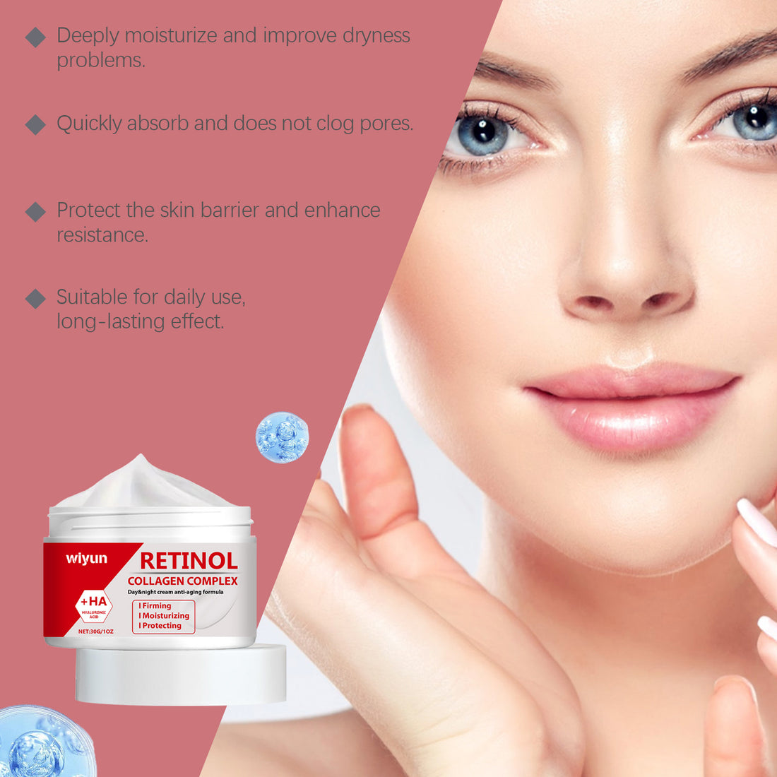 Retinol Face Moisturizing Cream Anti-Wrinkle Anti-Aging Firming Lifting Hydrating Shrink Pores Fade Fine Lines Skin Care Product
