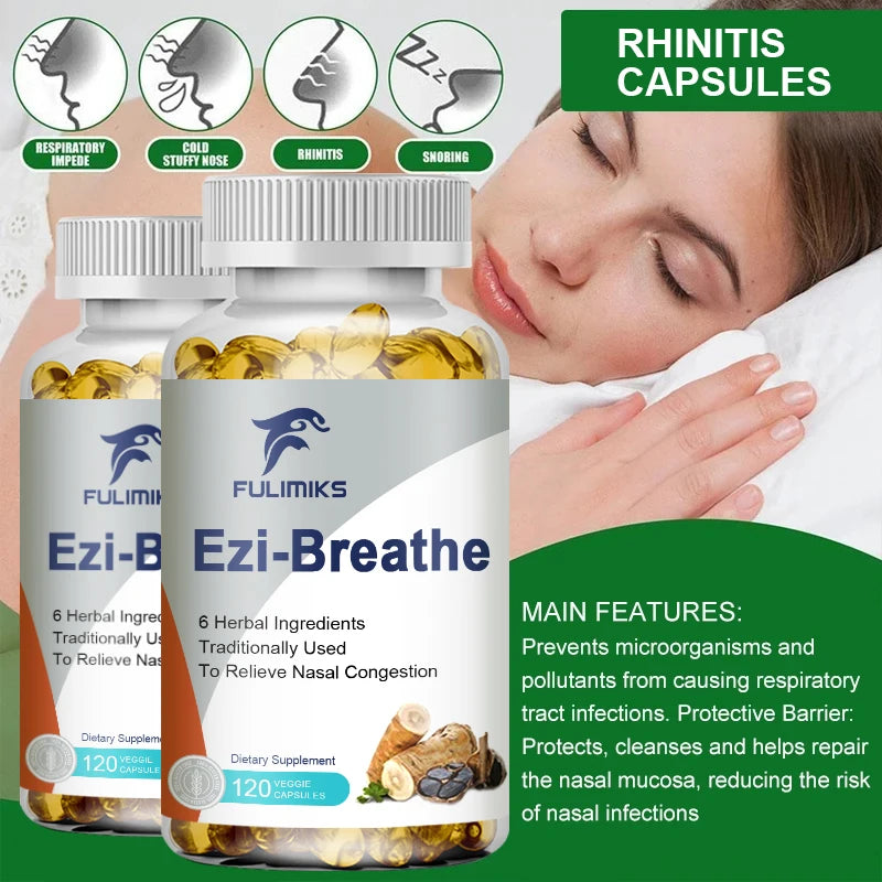 FULIMIKS Respiratory & Nasal Health Capsules, 6 Herbal, Relieves Stuffy Nose, Congestion, Rhinitis & Supports Breathing Comfort