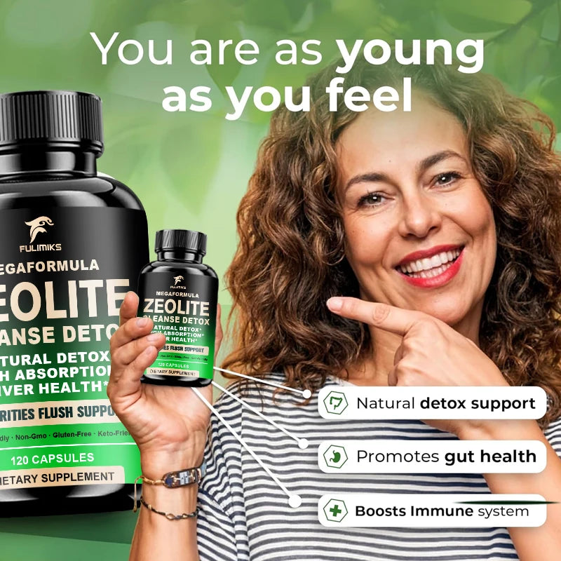 Natural Zeolite Cleanse Detox Capsules, for Energy & Clarity, Removes Toxins, Reduces Brain Fog & Supports Overall Wellness