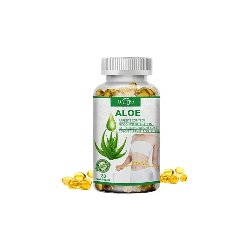 Aloe Vera Extract Capsules - Helps Cleanse and Detoxify The Colon, Burn Fat, Maintain Stomach Acid Balance, and Boost Immunity