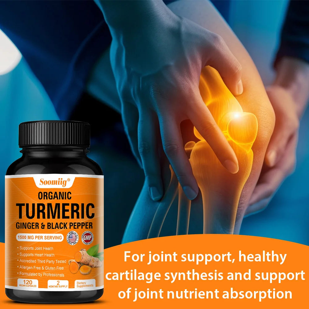 Turmeric Curcumin with Black Pepper Extract 1500mg, Joint & Immune Health Support - High Absorption Turmeric Supplement, NON-GMO