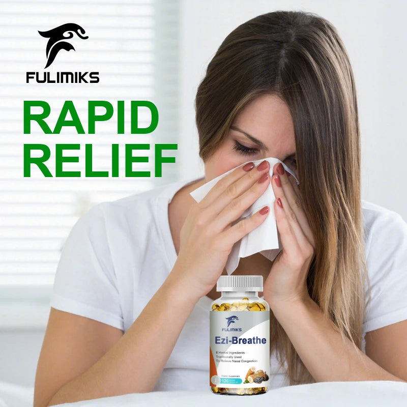 FULIMIKS Respiratory & Nasal Health Capsules, 6 Herbal, Relieves Stuffy Nose, Congestion, Rhinitis & Supports Breathing Comfort