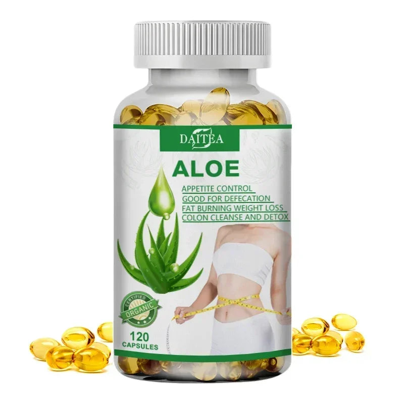 Aloe Vera Extract Capsules - Helps Cleanse and Detoxify The Colon, Burn Fat, Maintain Stomach Acid Balance, and Boost Immunity
