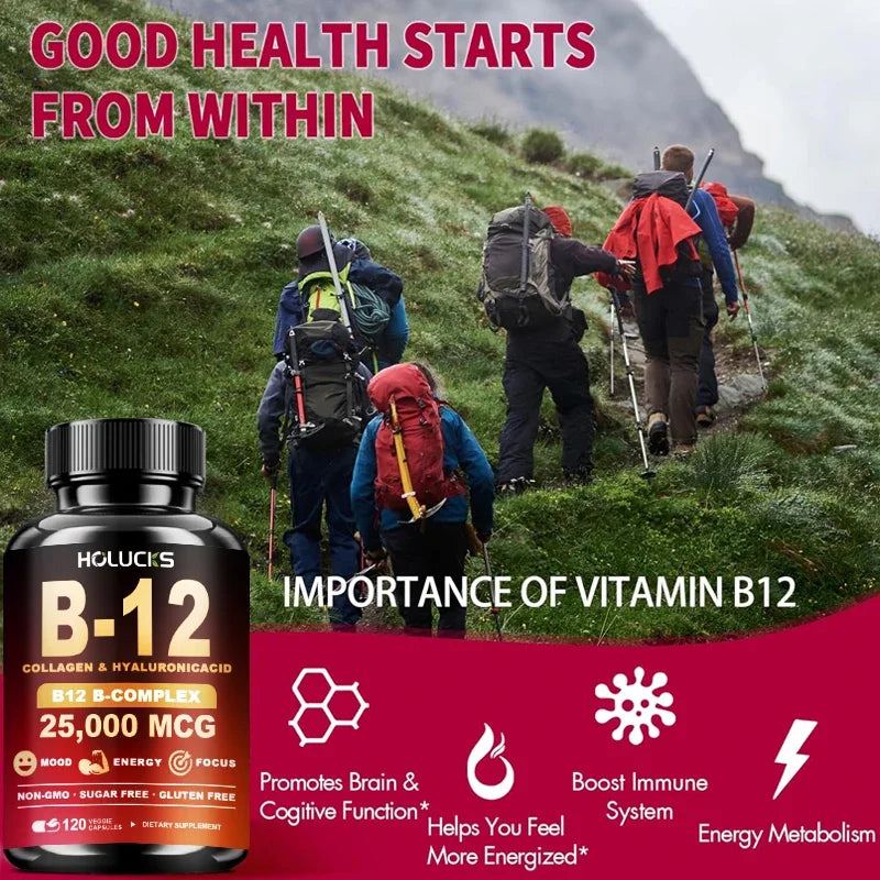 Vitamin B12 Complex Supplement, Benefit Brain & Heart Function, Support Memory, Learning, Metabolism, Helps Boost Natural Energy