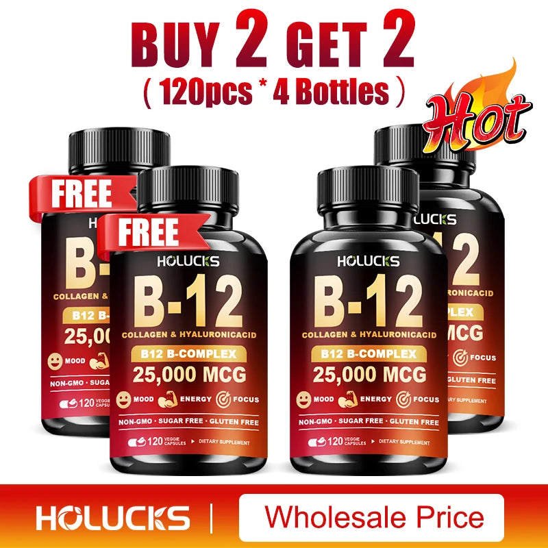 Vitamin B12 Complex Supplement, Benefit Brain & Heart Function, Support Memory, Learning, Metabolism, Helps Boost Natural Energy