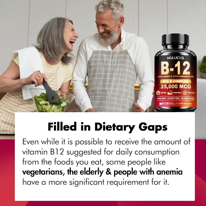 Vitamin B12 Complex Supplement, Benefit Brain & Heart Function, Support Memory, Learning, Metabolism, Helps Boost Natural Energy