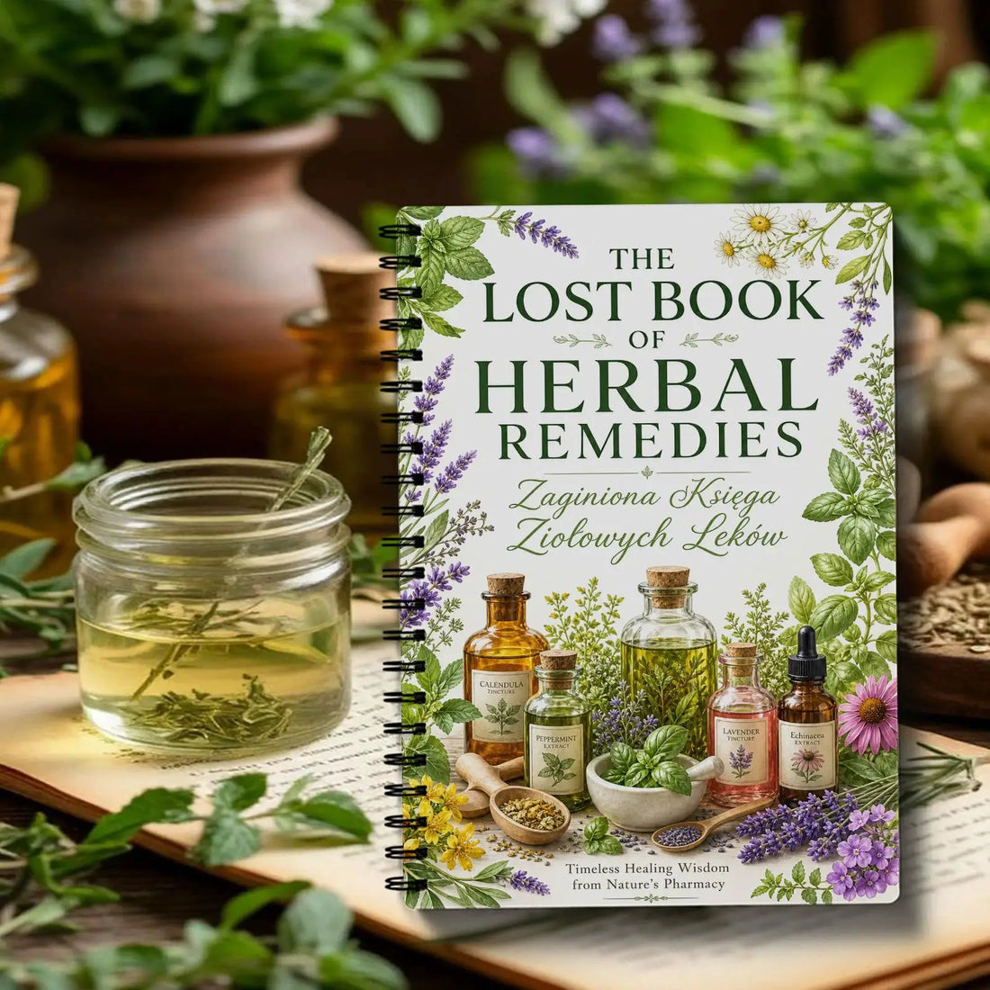 The Lost Book of Herbal Remedies Spiral Notebook Polish Edition Cover Journal for Herbalists & Natural Wellness Notes