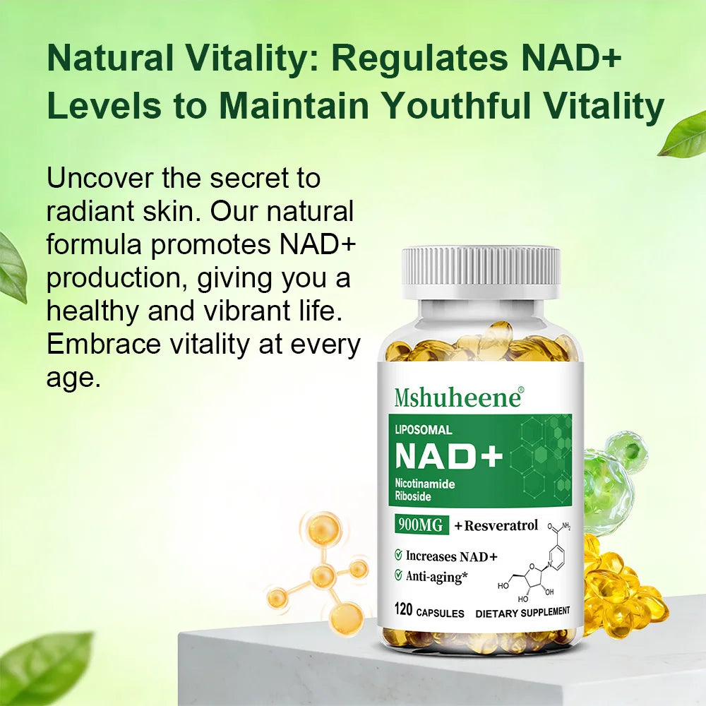 NAD+ Booster Capsules with Quercetin Trans-Resveratrol - Anti-Aging Cell Repair, Energy & Focus, Immune Support, 60/120 Counts
