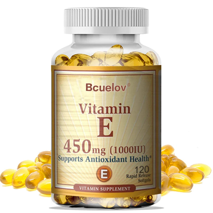 Bcuelov Vitamin E 1000 IU 450mg - for skin, hair, circulatory health, immune system support - antioxidant supplement
