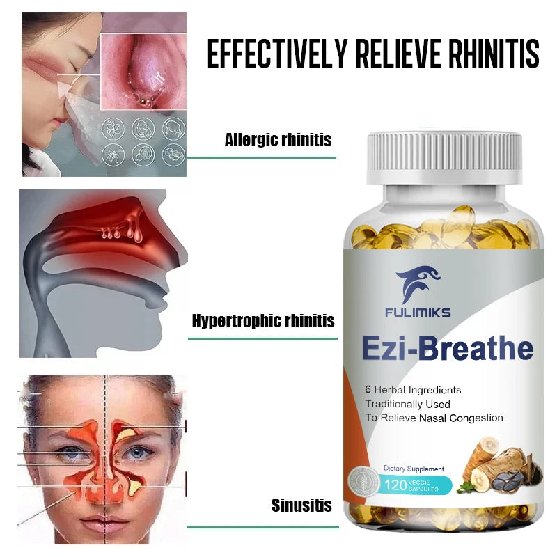 FULIMIKS Respiratory & Nasal Health Capsules, 6 Herbal, Relieves Stuffy Nose, Congestion, Rhinitis & Supports Breathing Comfort