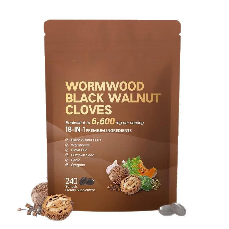 Wormwood Black Walnut Clove Capsules Cleanse Detox Care Support with 6600mg 18 in 1 Herbal Blend with Pumpkin Seed 240 Count