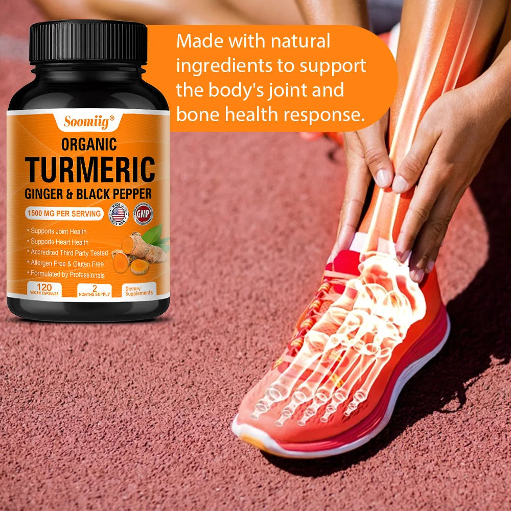 Turmeric Curcumin with Black Pepper Extract 1500mg, Joint & Immune Health Support - High Absorption Turmeric Supplement, NON-GMO