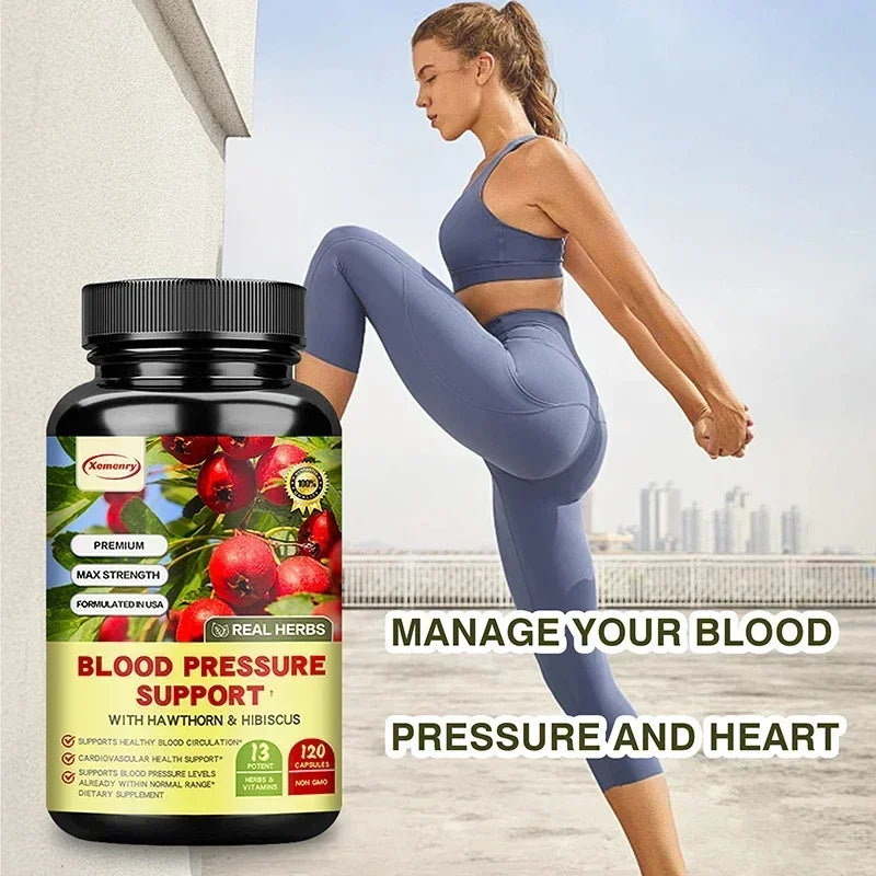Blood Pressure Support - Supports Cardiovascular Health, Boosts Energy and Immunity, for Heart Health - with Hawthorn & Hibiscus