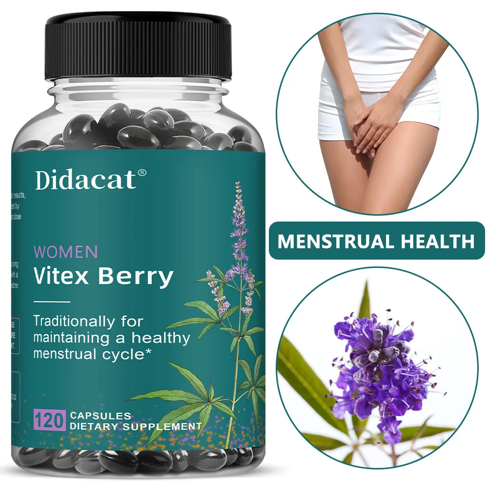 Vitex Berry Extract Capsules, Herbal Nutritional Supplement for Women Menopause, Supports Sleep, Gentle Physical & Emotional