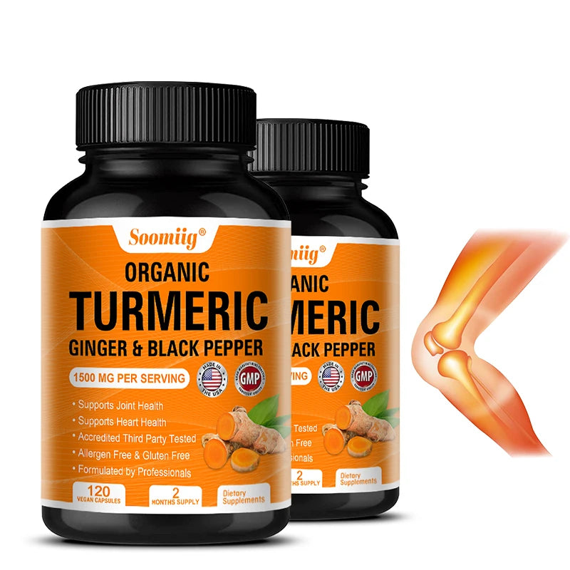 Turmeric Curcumin with Black Pepper Extract 1500mg, Joint & Immune Health Support - High Absorption Turmeric Supplement, NON-GMO