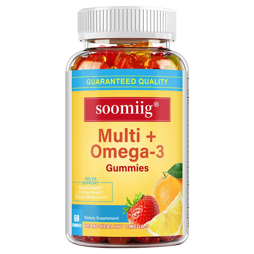 Multivitamin + Omega-3 - Supports Muscle, Immune, and Energy Metabolism Health, Adult Gummy Vitamins & Minerals