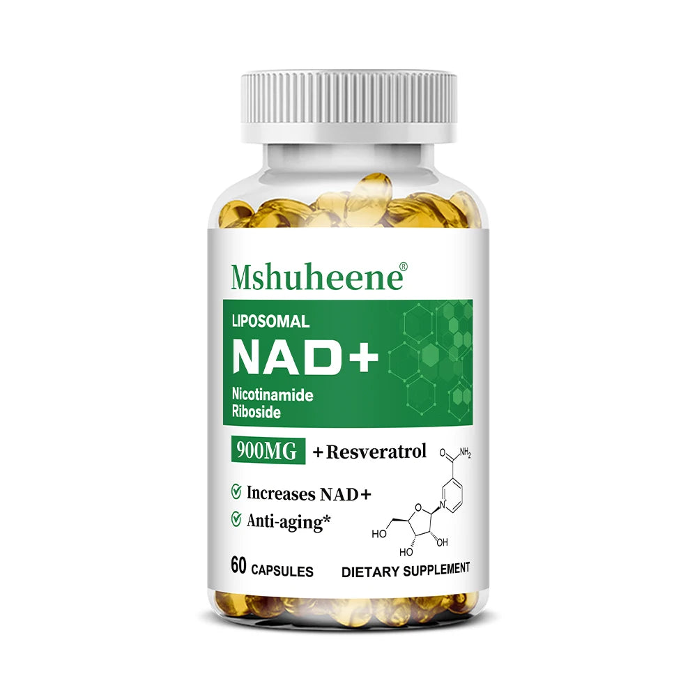 NAD+ Booster Capsules with Quercetin Trans-Resveratrol - Anti-Aging Cell Repair, Energy & Focus, Immune Support, 60/120 Counts