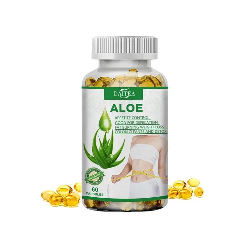 Aloe Vera Extract Capsules - Helps Cleanse and Detoxify The Colon, Burn Fat, Maintain Stomach Acid Balance, and Boost Immunity