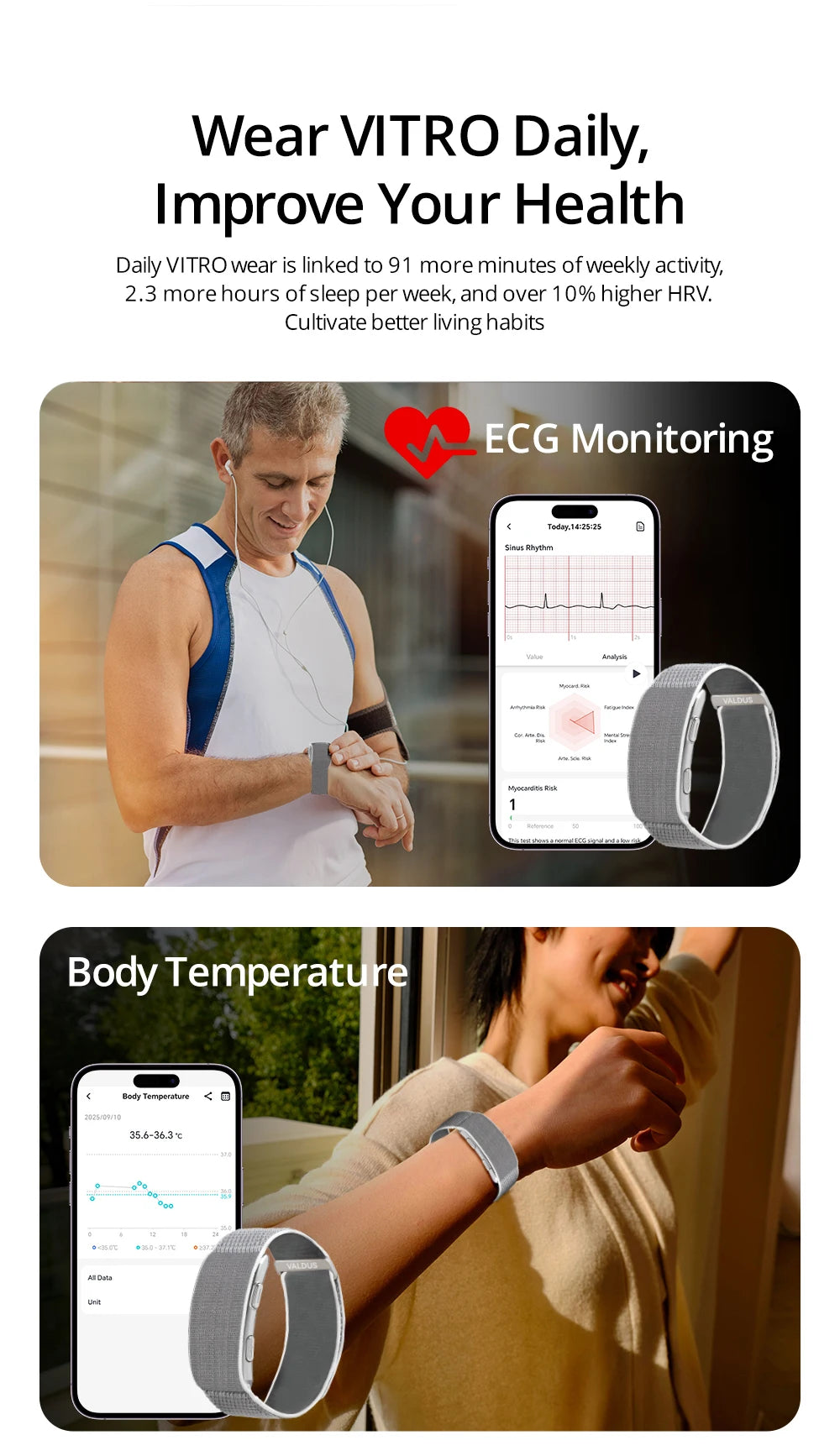 Screenless ECG HRV Smart Bracelet Heart Rate Blood Pressure Monitor Health Waterproof Multiple Sports Fitness Smart Bands Men