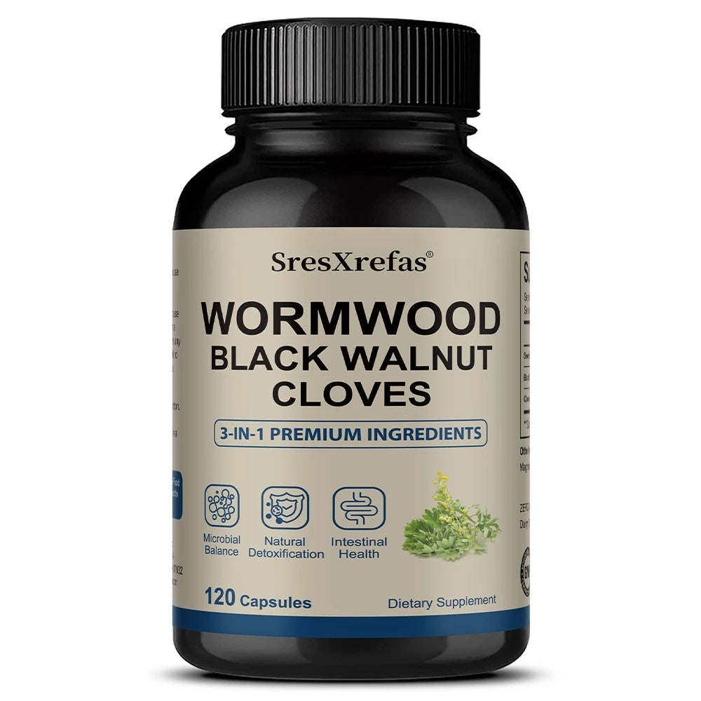 Wormwood Black Walnut Clove Cleanse Extract - 3-in-1 Complex, Herbal Supplement for Gut Cleanse Detox and Digestive Well-Being