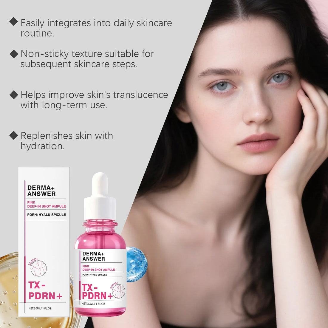 Nicotinamide Brightening Face Essence Deep Moisturize Reduce Wrinkles Brighten Dullness Fade Dark Pigment Collagen Facial Serum