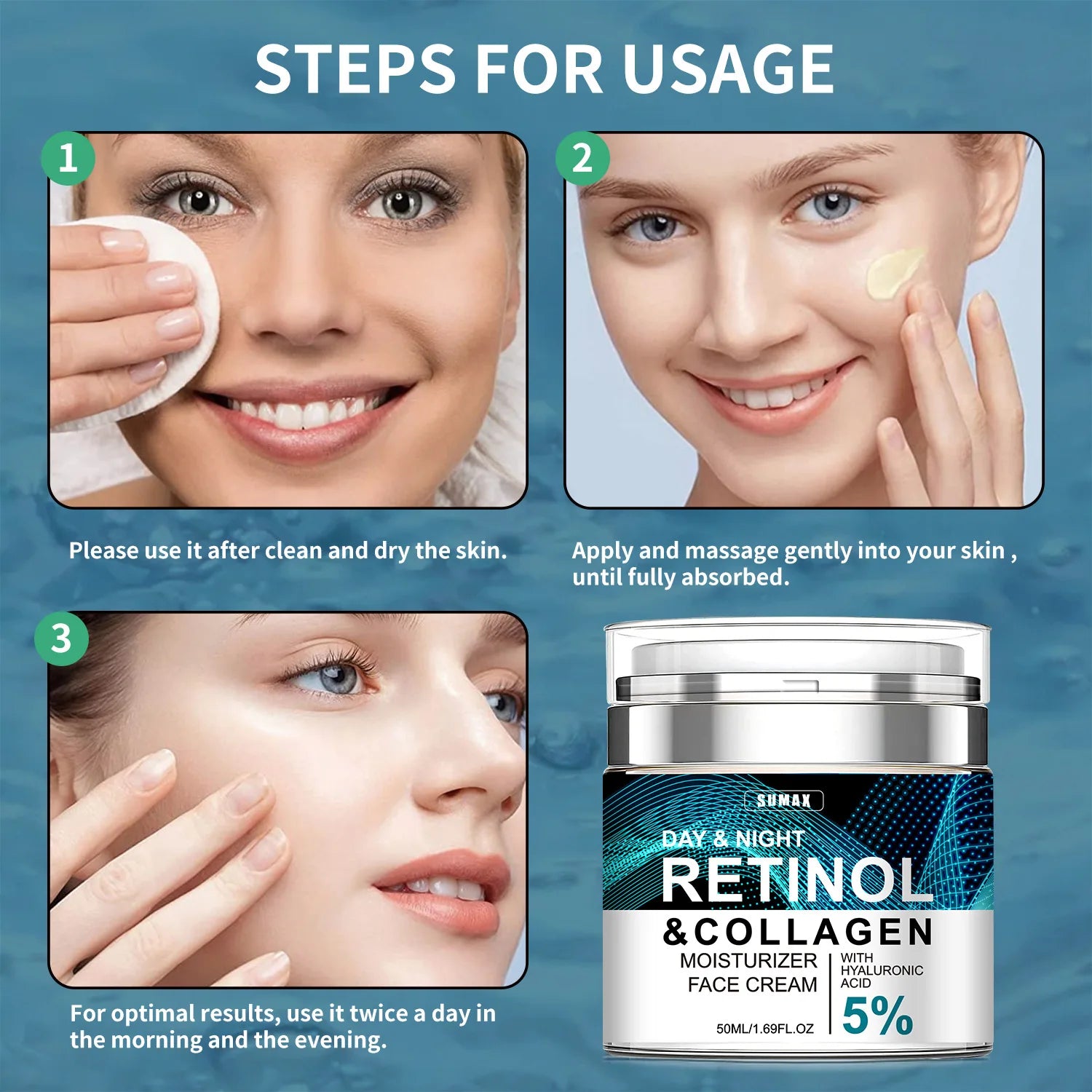 Retinol Anti Aging Face Cream Collagen Wrinkle Remover Hyaluronic Acid Moisturizing Creams Skincare Fade Fine Line Products 50ML