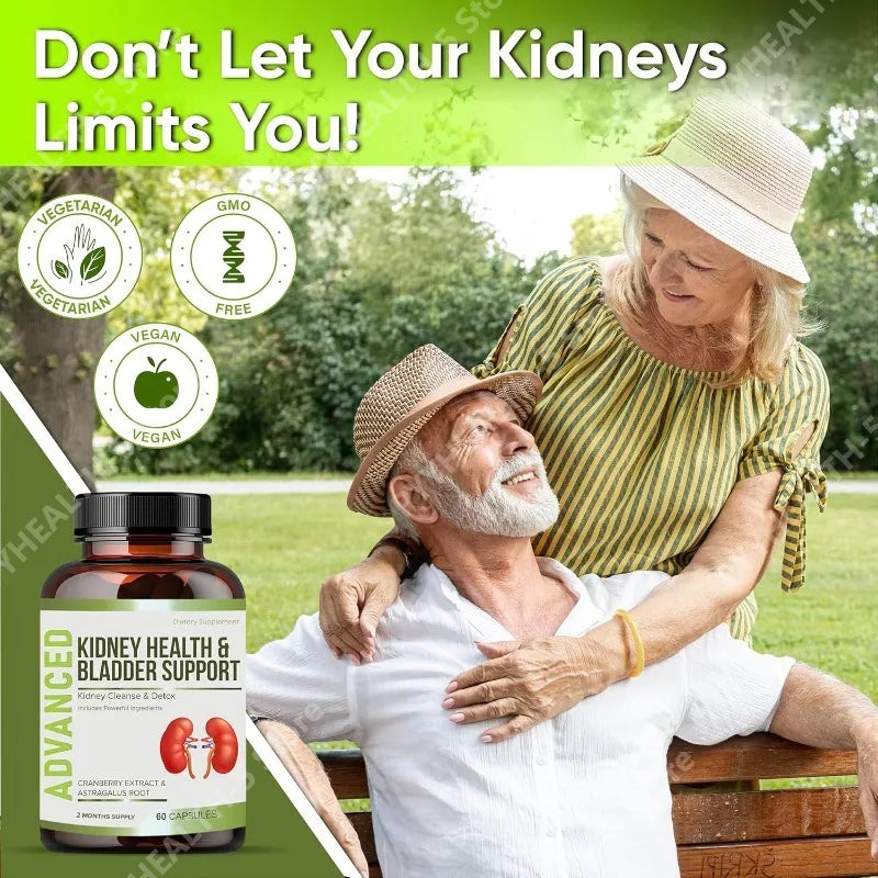Kidney Cleanse Detox Capsules Bladder Urinary Support with Chanca Piedra, Cranberry, Juniper Berries Vegetable Capsule 60 Counts