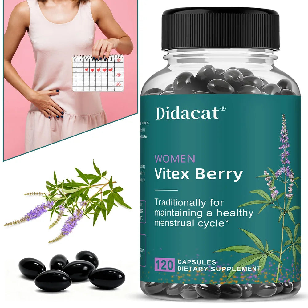Vitex Berry Extract Capsules, Herbal Nutritional Supplement for Women Menopause, Supports Sleep, Gentle Physical & Emotional