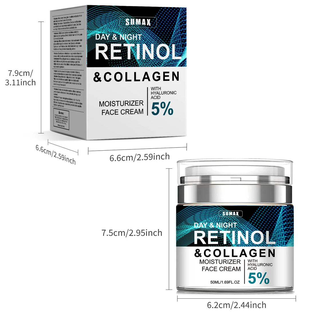 Retinol Anti Aging Face Cream Collagen Wrinkle Remover Hyaluronic Acid Moisturizing Creams Skincare Fade Fine Line Products 50ML