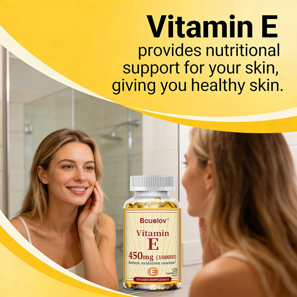 Vitamin E 1000 IU Anti-Aging Skin Supplement - Repair Skin Enhance Immunity, Antioxidant Improve Skin Quality