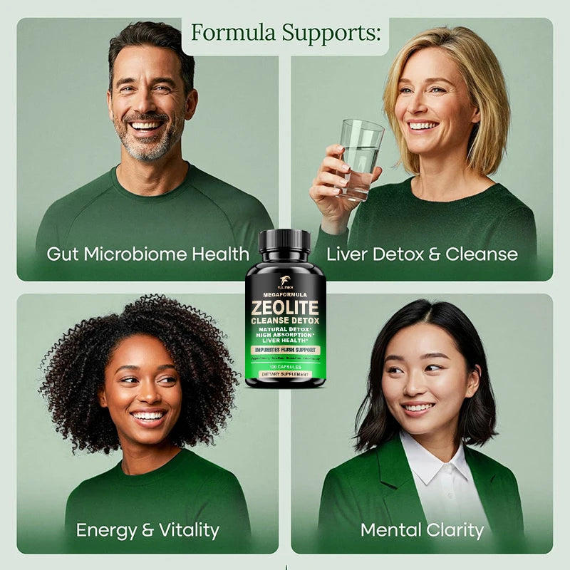 Natural Zeolite Cleanse Detox Capsules, for Energy & Clarity, Removes Toxins, Reduces Brain Fog & Supports Overall Wellness