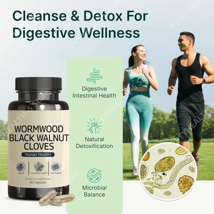 Wormwood Black Walnut Clove Capsules-Supports Digestive Health with Herbal Blend 60 Capsules-Vegan Non-GMO Gut Health Supplement