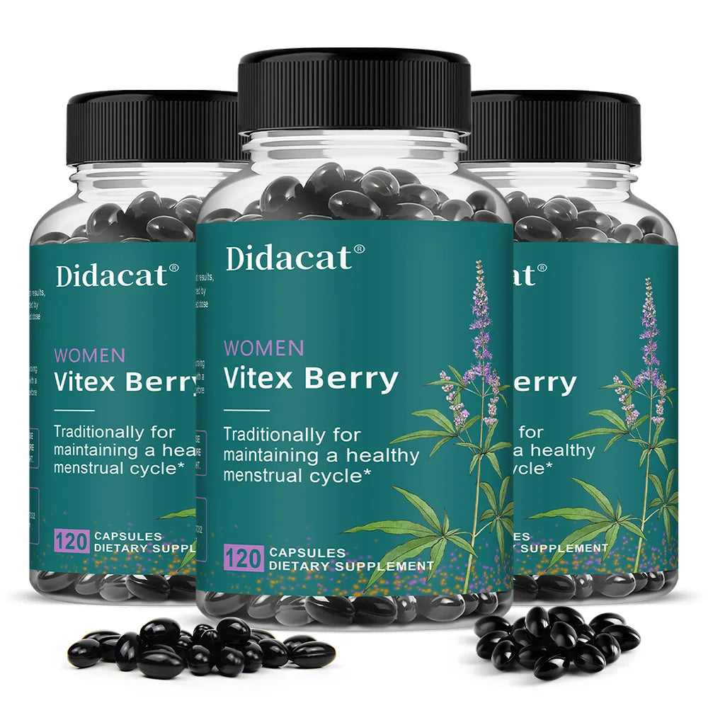 Vitex Berry Extract Capsules, Herbal Nutritional Supplement for Women Menopause, Supports Sleep, Gentle Physical & Emotional