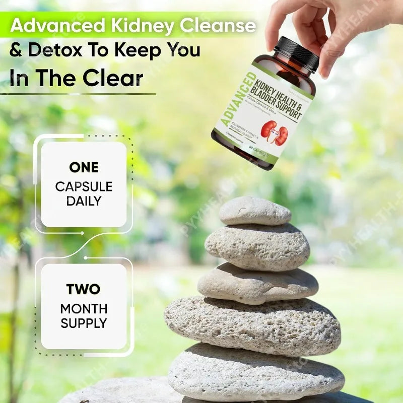 Kidney Cleanse Detox Capsules Bladder Urinary Support with Chanca Piedra, Cranberry, Juniper Berries Vegetable Capsule 60 Counts