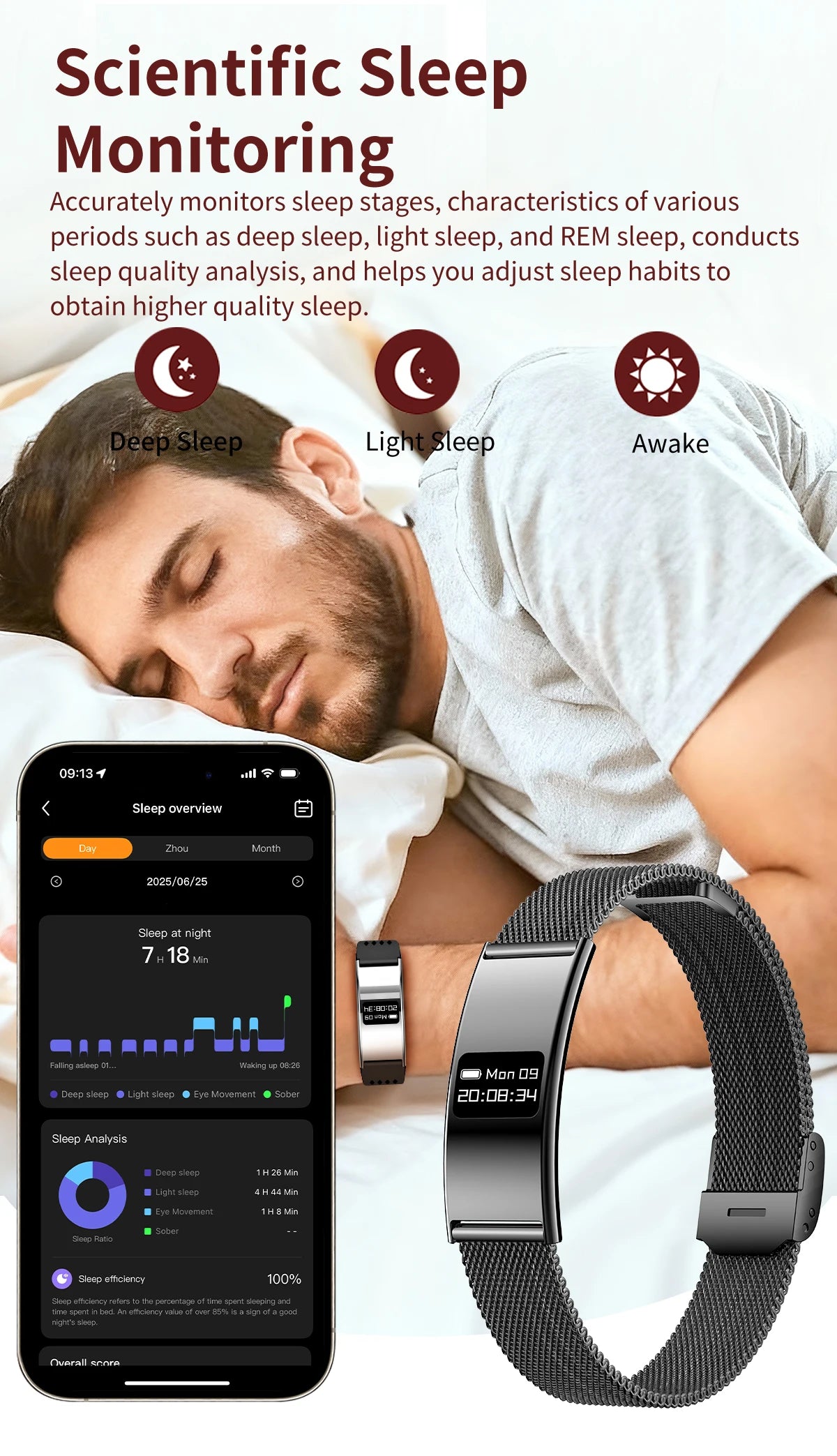 LIGE New 2.8mm Ultra-thin Smart Wristbands Heart Rate Health Monitoring Smart Bracelet Waterproof Sports Electronic Smart Watch