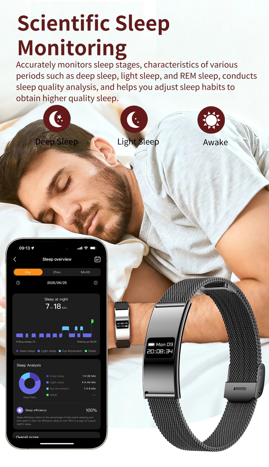 LIGE New 2.8mm Ultra-thin Smart Wristbands Heart Rate Health Monitoring Smart Bracelet Waterproof Sports Electronic Smart Watch