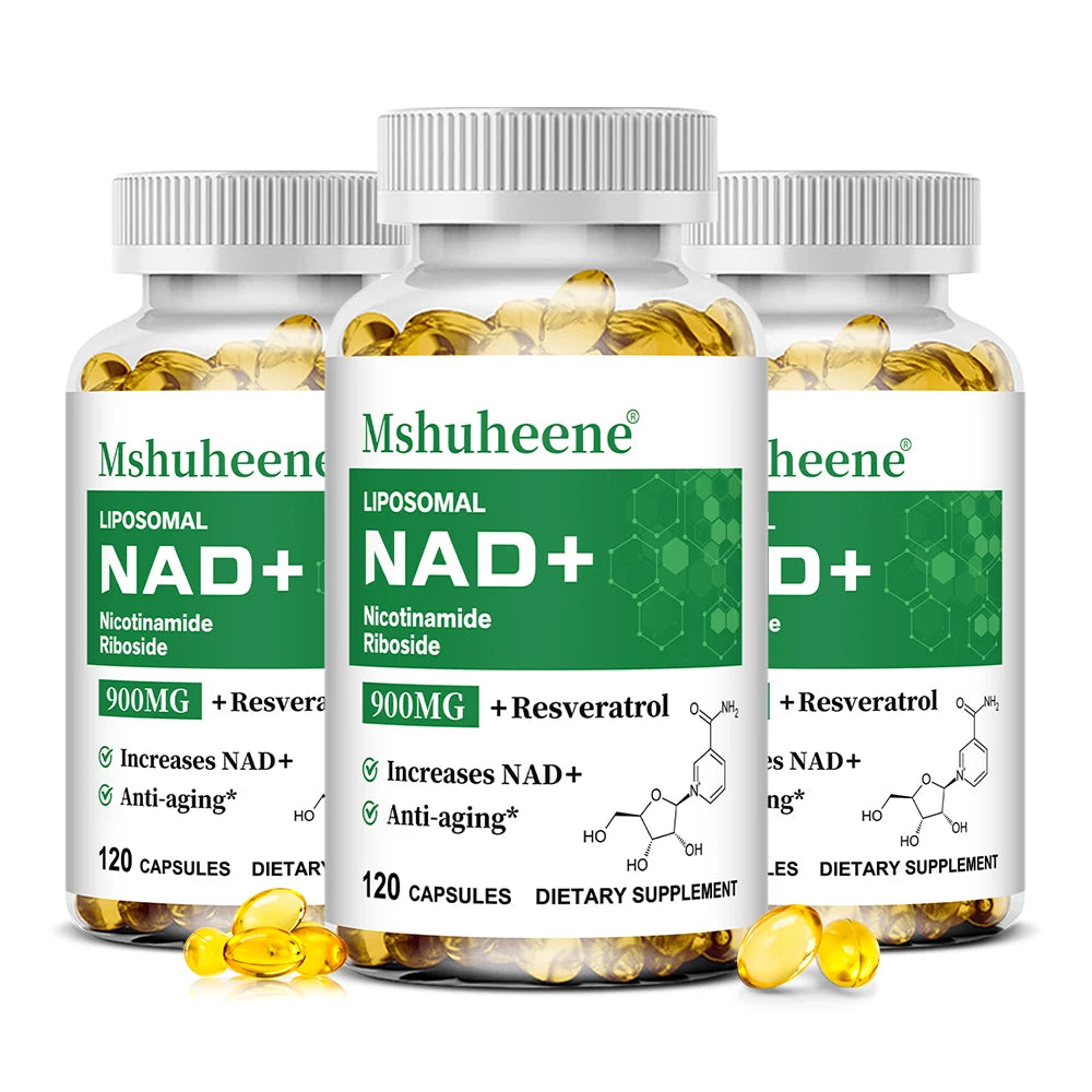 NAD+ Booster Capsules with Quercetin Trans-Resveratrol - Anti-Aging Cell Repair, Energy & Focus, Immune Support, 60/120 Counts
