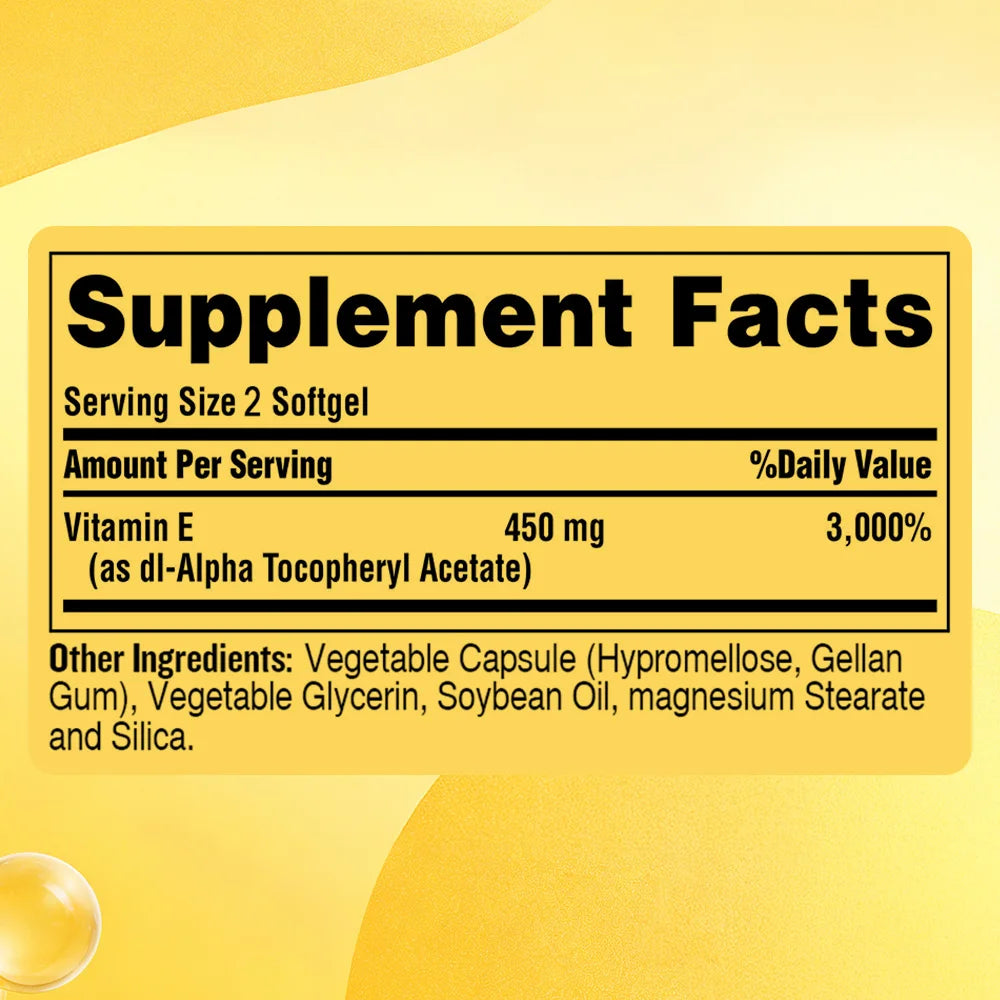 Vitamin E 1000 IU Anti-Aging Skin Supplement - Repair Skin Enhance Immunity, Antioxidant Improve Skin Quality