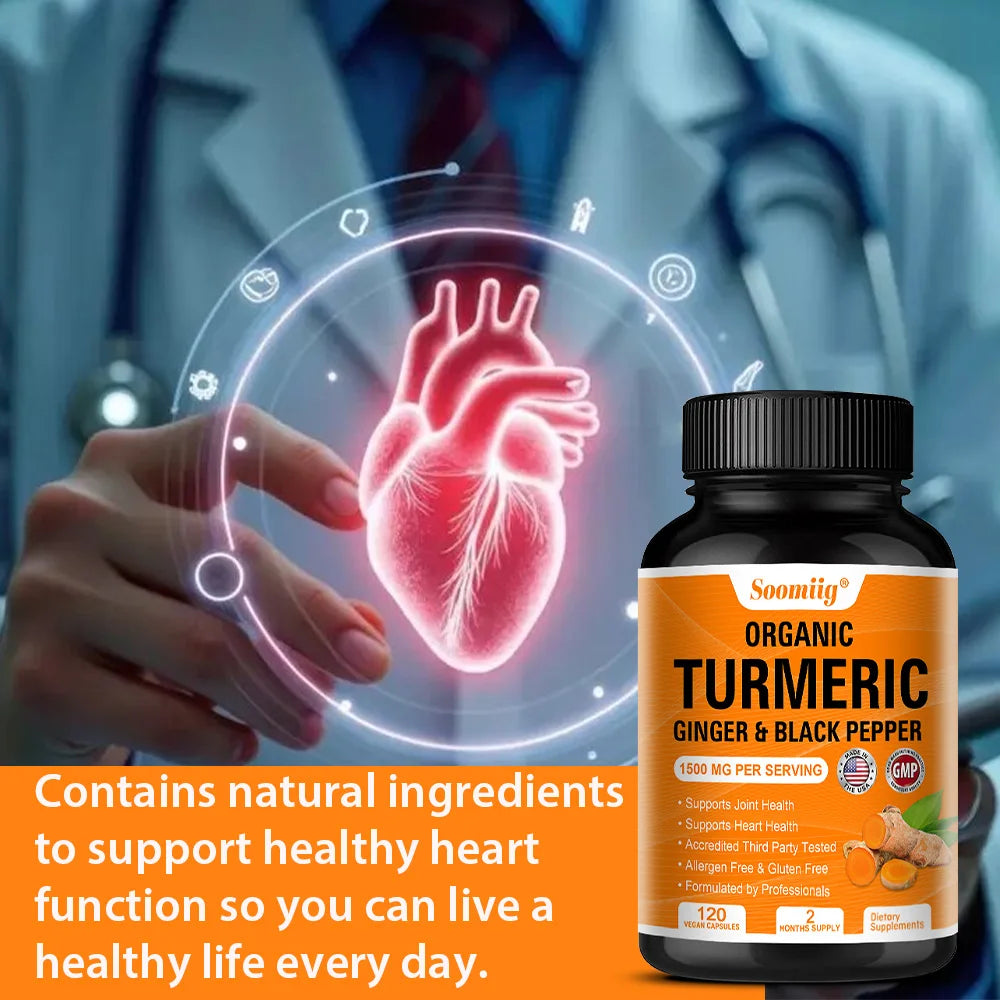 Turmeric Curcumin with Black Pepper Extract 1500mg, Joint & Immune Health Support - High Absorption Turmeric Supplement, NON-GMO