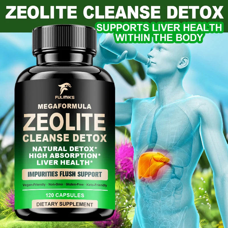 Natural Zeolite Cleanse Detox Capsules, for Energy & Clarity, Removes Toxins, Reduces Brain Fog & Supports Overall Wellness