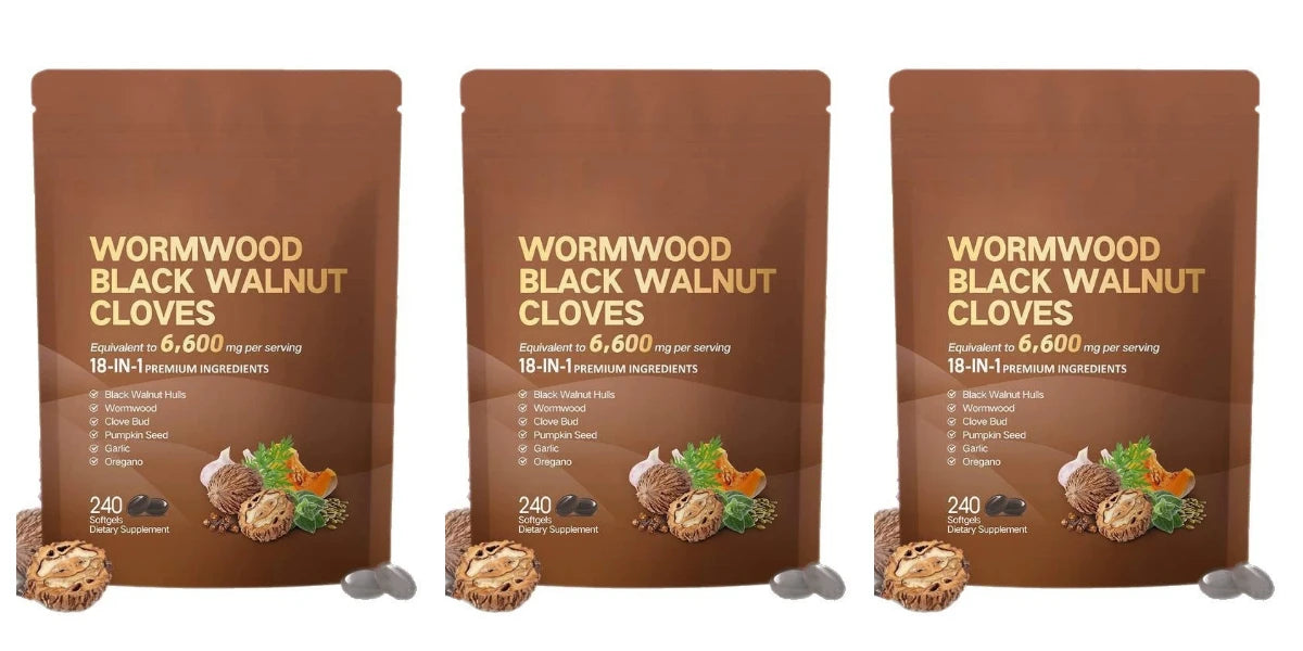 Wormwood Black Walnut Clove Capsules Cleanse Detox Care Support with 6600mg 18 in 1 Herbal Blend with Pumpkin Seed 240 Count