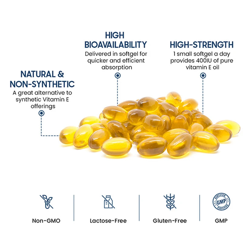 Bcuelov Vitamin E 1000 IU 450mg - for skin, hair, circulatory health, immune system support - antioxidant supplement