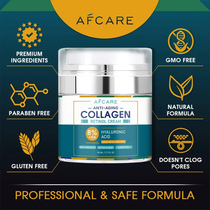 50ML Retinol Collagen Moisturizer Cream Anti Aging Face Cream Wrinkle Remover Hyaluronic Acid Creams Brighten Smoothing SkinCare