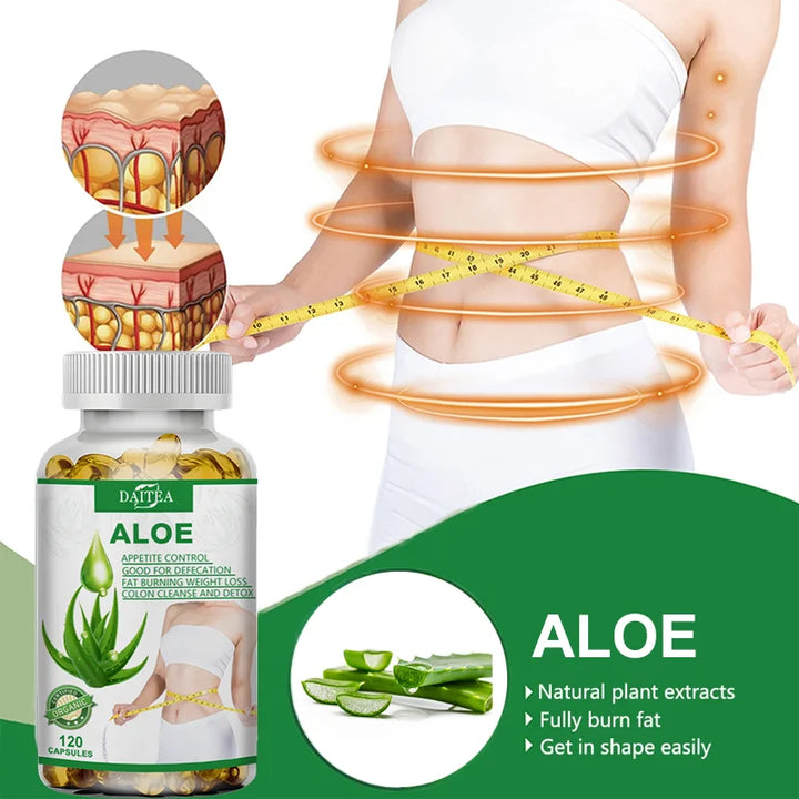 Aloe Vera Extract Capsules - Helps Cleanse and Detoxify The Colon, Burn Fat, Maintain Stomach Acid Balance, and Boost Immunity